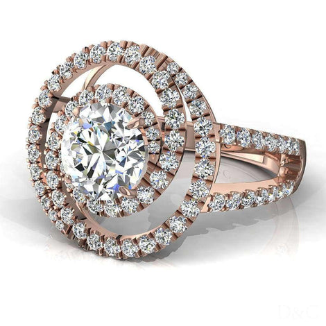 Anello di fidanzamento con diamante tondo in oro rosa 2.00 carati Venezia