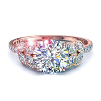Bague de fiançailles diamant rond 2.10 carats or rose Angela