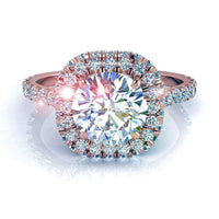 Bague diamant rond 2.10 carats or rose Margueritta