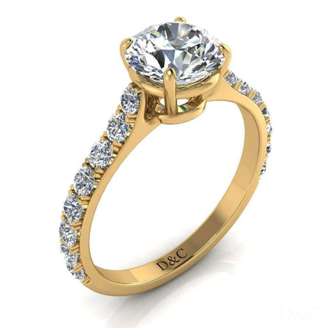 Bague diamant rond 2.20 carats or jaune Rebecca