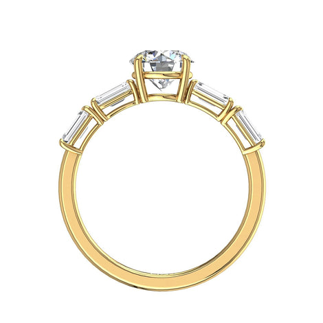 Bague de fiançailles diamant rond 2.70 carats or jaune Dora