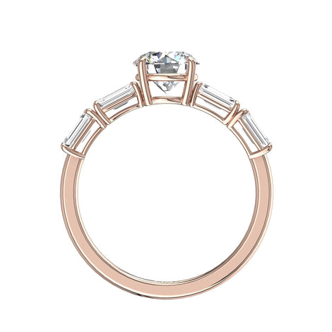 Anello di fidanzamento Dora in oro rosa 2.70 carati con diamante tondo
