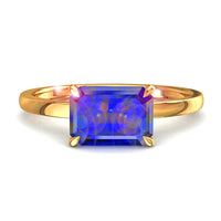 Bellissimo anello in oro giallo 1.10 carati con smeraldo e zaffiro