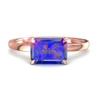 Bella anello di fidanzamento con zaffiro smeraldo da 1.30 carati in oro rosa