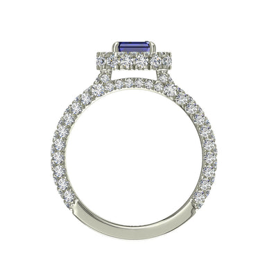 Anello di fidanzamento Viviane Emerald con zaffiro e diamante tondo da 1.40 carati