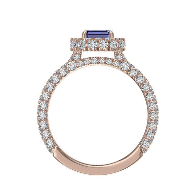 Anello di fidanzamento Viviane Emerald con zaffiro e diamante tondo da 1.40 carati