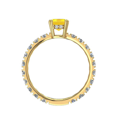 Bague de fiançailles saphir jaune Émeraude et diamants ronds 1.50 carat Valentina
