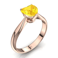 Elodie anello di fidanzamento con zaffiro giallo a cuore da 0.30 carati in oro rosa 18 carati