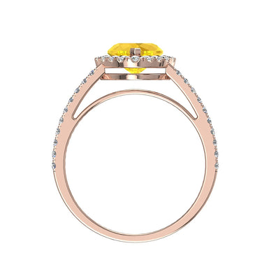 Anello di fidanzamento con zaffiro giallo a forma di cuore Genova da 1.10 carati e diamante rotondo