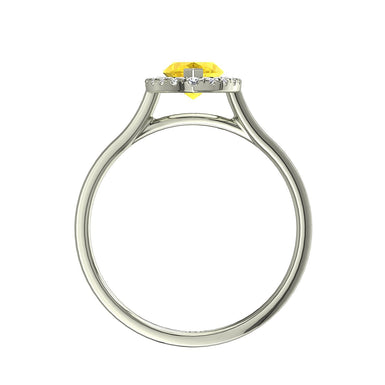 Anello Capri con zaffiro marquise giallo e diamanti tondi 0.60 carati