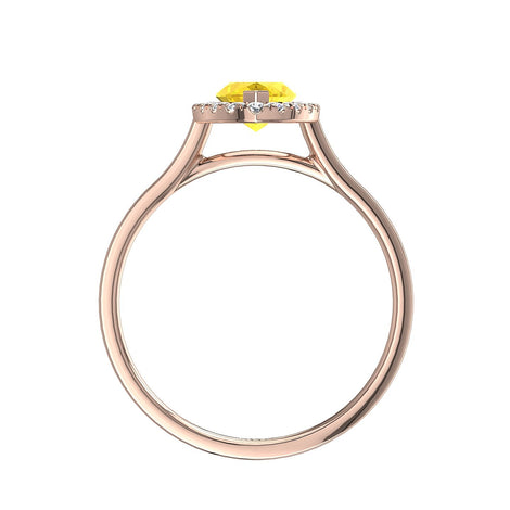 Anello Capri in oro rosa 1.70 carati con zaffiro giallo marquise e diamanti tondi