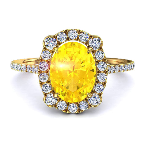 Bague saphir jaune ovale et diamants ronds 0.90 carat or jaune Alida