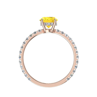 Valentine Anello di fidanzamento con zaffiro giallo ovale da 1.00 carati e diamante rotondo