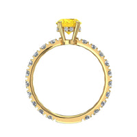 Anello ovale zaffiro giallo e diamanti tondi Valentina oro giallo 1.70 carati