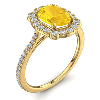 Anello ovale zaffiro giallo e diamanti tondi 2.10 carati oro giallo Alida