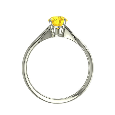Anello di fidanzamento a pera con zaffiro giallo Elodie in oro bianco 0.50 carati