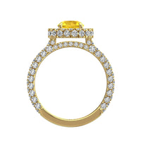 Bague de fiançailles saphir jaune rond et diamants ronds 1.50 carat or jaune Viviane