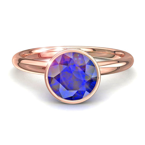 Solitaire saphir rond 1.10 carat or rose Annette
