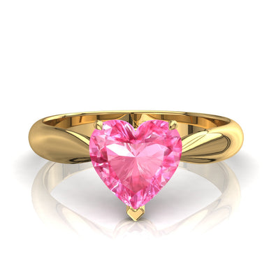 Anello zaffiro rosa a forma di cuore 0.30 carati Elodie A / SI / Oro giallo 18 carati