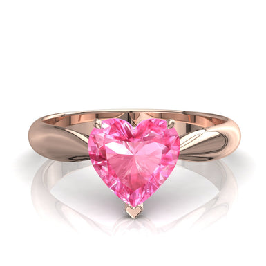 Anello zaffiro rosa a forma di cuore 0.30 carati Elodie A / SI / Oro rosa 18 carati