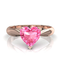 Anello cuore zaffiro rosa Elodie in oro rosa 0.70 carati