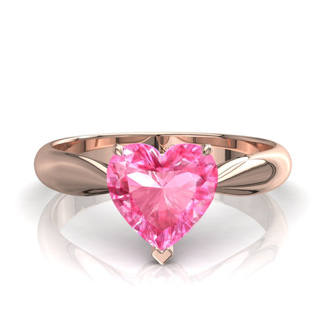 Anello cuore zaffiro rosa Elodie in oro rosa 1.00 carati