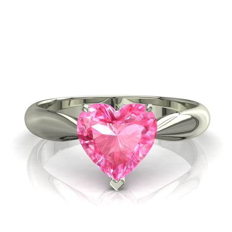 Anello di fidanzamento cuore zaffiro rosa 1.50 carati oro bianco Elodie
