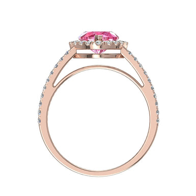 Anello zaffiro rosa con cuore e diamanti tondi 1.10 carati Genova