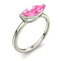 Bellissimo anello in oro bianco 0.60 carati con zaffiro rosa marquise