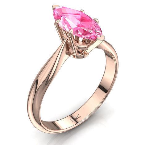 Anello di fidanzamento con zaffiro rosa marquise Elodie in oro rosa 0.70 carati