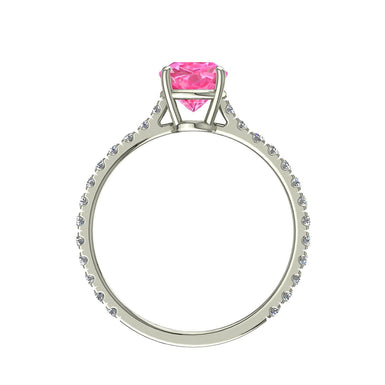 Solitario zaffiro rosa ovale e diamanti tondi 0.60 carati Cindirella