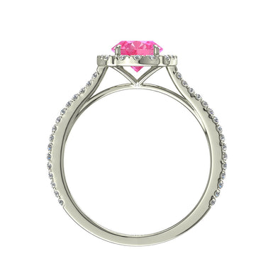 Anello Alida con zaffiro rosa ovale e diamanti tondi 0.90 carati