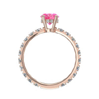 Anello di fidanzamento Valentina in oro rosa ovale con zaffiro rosa e diamanti tondi 1.50 carati