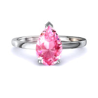 Bella anello con zaffiro rosa pera da 0.70 carati in oro bianco