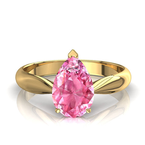 Anello di fidanzamento rosa zaffiro pera 1.00 carati oro giallo Elodie