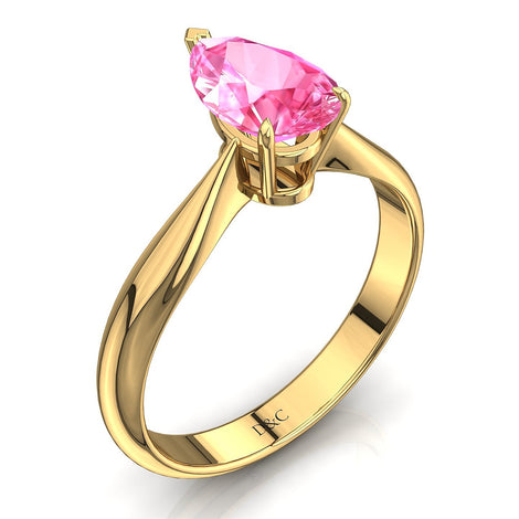 Anello di fidanzamento rosa zaffiro pera 1.50 carati oro giallo Elodie