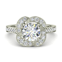 Anello di fidanzamento Vittoria con diamante rotondo in oro bianco da 0.80 carati