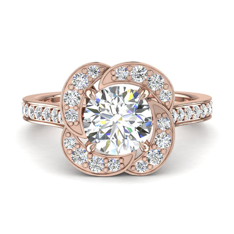 Anello di fidanzamento Vittoria con diamante rotondo in oro rosa da 1.10 carati