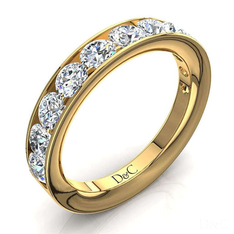 Mezza fede nuziale 11 diamanti rotondi in oro giallo 1.50 carati Ashley