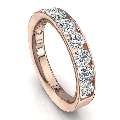 Mezza fede nuziale 11 diamanti rotondi 1.50 carati in oro rosa Ashley