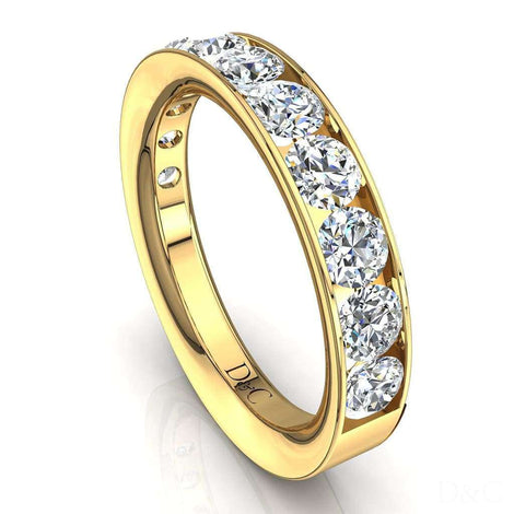 Mezza fede nuziale 11 diamanti rotondi in oro giallo 2.00 carati Ashley