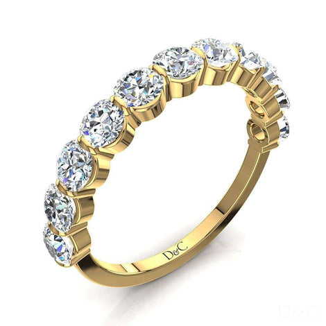 Demi-alliance 11 diamants ronds 2.50 carats or jaune Alicia