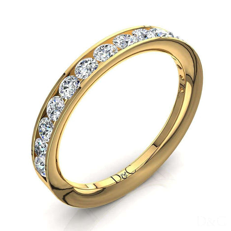 Mezza fede nuziale 13 diamanti rotondi in oro giallo 0.50 carati Ashley