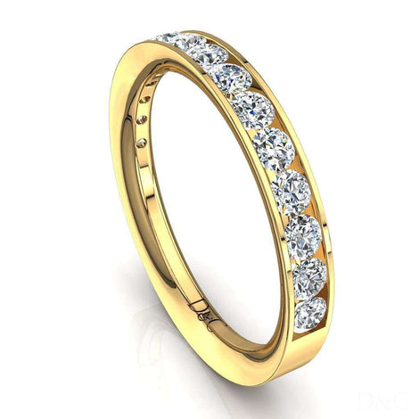 Mezza fede nuziale 13 diamanti rotondi in oro giallo 2.00 carati Ashley