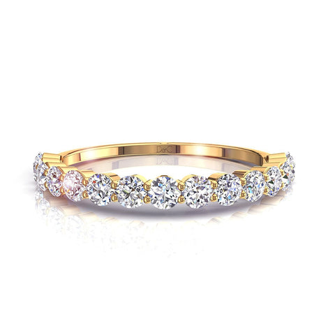 Mezza fede nuziale 15 diamanti rotondi da 1.00 carati in oro giallo Annaelle