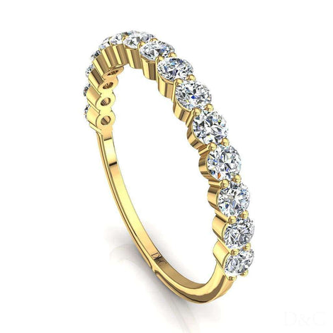 Mezza fede nuziale 15 diamanti rotondi da 1.00 carati in oro giallo Annaelle