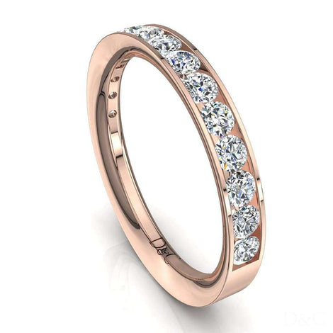 Mezza fede nuziale 15 diamanti rotondi 1.00 carati in oro rosa Ashley
