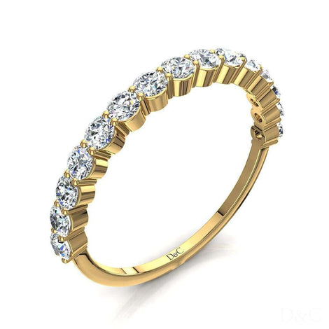 Mezza fede nuziale 15 diamanti rotondi da 1.50 carati in oro giallo Annaelle