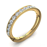 Mezza fede nuziale 15 diamanti rotondi in oro giallo 1.50 carati Ashley