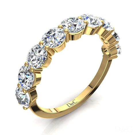 Mezza fede nuziale 9 diamanti rotondi da 0.50 carati in oro giallo Annaelle